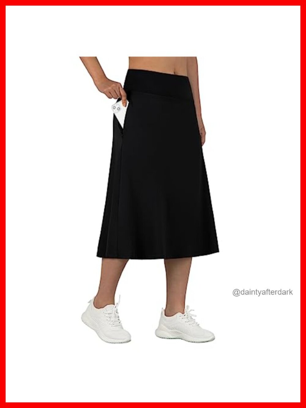 Women's Athletic Midi Skort with Pockets, High Waist, Quick Dry